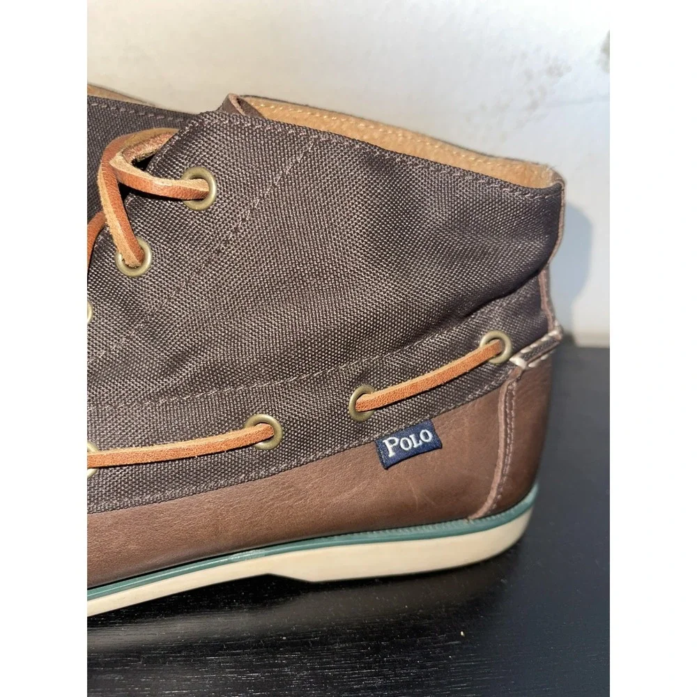 Polo Ralph Lauren Brawley Chukka Boots Mens Size 9.5 Brown Leather Casual LaceUp